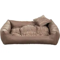 POOM Hundebett EKO – Elegantes Hundesofa aus Ökoleder, pflegeleichte Hundeliege und langlebiges Hundekissen in hoher Qualität (3XL - 130x110, Beige)