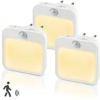 Rosikey 3er LED Nachtlicht Steckdose Mit Bewegungsmelder Dämmerungssensor Nachtlampe Schrankleuchte Warmweiß
