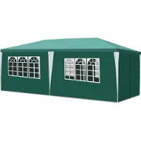 Fiqops Faziango Pavillon Partyzelt mit Seitenwänden, Reißverschlusstür & Fenstern, UV-geschützt, 3x6m Grün