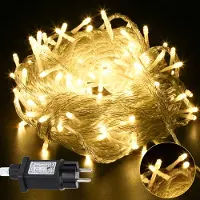 Izrielar LED Lichterkette 20M 200LEDs mit 8 Modi für Innen Weihnachten Party Garten Bedienung Funkelnder Sterneffekt Deko Transparent Kabel Warmweiß