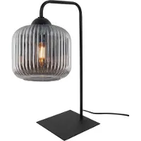 Light11 HOME Tischleuchte Riffle Schwarz 1-flammig Glas Rauchgrau Zylinder E27