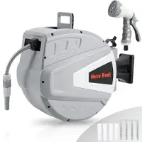 Izrielar Schlauchtrommel Automatik 20M Wasserschlauchaufroller Schlauchaufroller Gartenschlauchaufroller Wasserschlauch 180° schwenkbar Wandhalterung