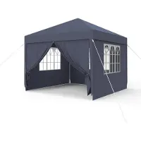 JOIEYOU Pavillon 3x3m Partyzelt mit Seitenteilen und Fenstern Gartenpavillon Polyester UV Schutz Wasserdicht Windschutz Gartenzelt Zelt Outdoor, Anthrazit