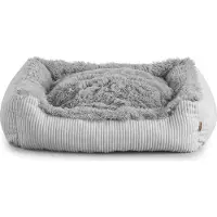 POOM Hundebett Shaggy – Weiches, waschbares Hundekissen für mittelgroße Hunde mit Farb- und Größenwahl (M - 80x70, Grau)