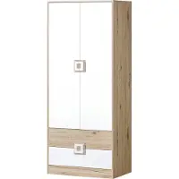 Minio , Kleiderschrank 80 cm, 2-trg., "Nimes", Eiche hell / weiß Farbe