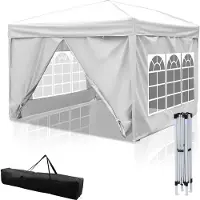 Aopunly Faltpavillon 3 x 3m Pavillon Faltbar Gartenzelt, UV-Schutz 50+ Pavillons & Partyzelte Festzelt mit 4 Seiten weiß