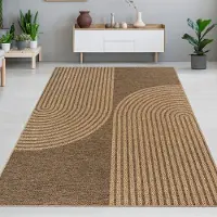 Carpetia In- & Outdoor Teppich mit geometrischem Bogenmuster in braun beige Größe - 140 x 200 cm