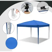 HENGDA Pavillon Faltpavillon 3x3m Blau Partyzelt UV-Schutz höhenverstellbarer mit Tragetasche, für Outdoor Garten Camping Ohne Seitenwänden