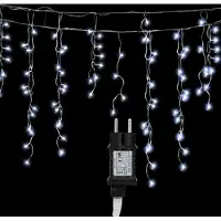 Izrielar 5M LED Eisregen Lichterkette Innen Lichtervorhang 200 LEDs Eiszapfen Weihnachtsbeleuchtung 8 Modi Weihnachtsdeko Party Garten Kaltweiß