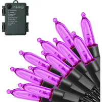 Rosikey 5M LED Lichterkette Batterie Weihnachtsbaum Lichterkette Kabel grün 8 Modi mit Timer PVC Wasserdicht Innen Garten Party Weihnachten Deko, Lila
