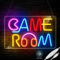 Rosikey Neon Led Licht USB Dimmbar, Neon Schild, Nachtlicht Neonlicht Led Wanddeko für Spielzimmer Party Club Geschenk(GAME ROOM, 40x25cm)