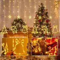 Rosikey Lichtervorhang Stern Lichterkettenvorhang 3M Fenster Lichterkette für Weihnachtsdekoration Fenster Innen Garten Party Balkon Weihnachten Deko