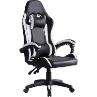 CLIPOP Bürostuhl Ergonomisch Gaming-Stuhl, mit Armlehne, Kopfstütze, Lendenkissen, Weiß