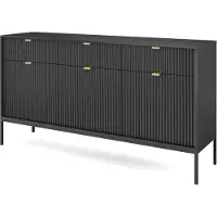 AX Living Sideboard mit Schubladen Eternas KS154 154 cm Schwarz