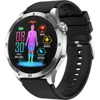 Douself ET485 Smartwatch, 1,43-Zoll-HD-Bildschirm, Gesundheitsüberwachung, IP68 wasserdicht, BT5.2, mehrere Sportmodi, Silikonarmband, Silber