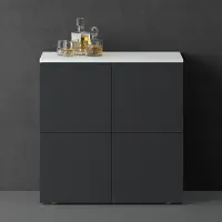 Doporro Sideboard Kommode 76 cm in Matt Weiß und Matt Anthrazit Aufbewahrungsschrank Bodenstehend für Ihren Wohnbereich Viel Stauraum Schrank 04