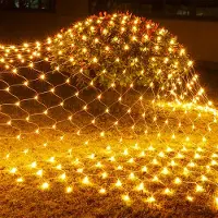 ROSNEK 3X2M 200LED Lichtervorhang Lichterkette 8 Lichtmodi Wasserdicht Weihnachtslicht Party Garten Lichternetz, Gelb