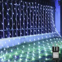 ROSNEK 1.5X1.5M 96LED Lichtervorhang Lichterkette 8 Lichtmodi Wasserdicht Weihnachtslicht Party Garten Lichternetz, Kaltweiß