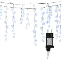 Izrielar 5M LED Eisregen Lichterkette Innen Lichtervorhang 200 LEDs Eiszapfen Weihnachtsbeleuchtung 8 Modi Weihnachtsdeko Party Garten Kaltweiß