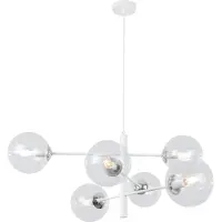 Light11 HOME Vicenza Hängelampe Weiss Chrom 6 Flache Klarlampe E14