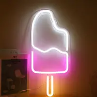 Rosikey LED Neonlicht Zeichen Eiscreme Nachtlicht USB mit Acryl Zurück Panel Home Party Hochzeit Bar Deko Lampe