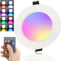 Rosikey Einbaustrahler Led Spots Mit Fernbedienung 230V, 16 Farben Dimmbar RGBW Spots Einbau Deckenleuchte Rund Deckenspots Einbauleuchten Ultra Flach, 5W 1Pc
