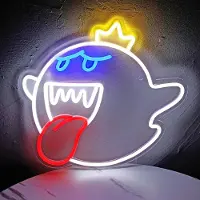 Rosikey Geist Neonlicht Dekoleuchten Neon Schild Gaming Neon Sign, LED Leuchtreklame Wanddekoration für Gaming Zimmer Schlafzimmer Wand Bar Party Geschenke Deko