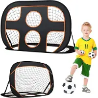 JOIEYOU 2 in 1 Fussballtore für Garten Kinder Fußballtor Pop-Up mit Torwand Faltbar Fussball Tor inkl. Tragetasche Sport Kickback für Garten Indoor-Outdoor, 121x80cm