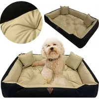 EDANTI Hundebett Katzenbett 100x75 Cm Hundekissen Hundesofa Hundekorb Hundecouch Sofa Beige