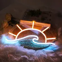 Rosikey Neon Led Licht USB, Neon Schild, Nachtlicht, Neonlicht Led Wanddeko, Gaming Deko Zimmer Party Hotel Cafe Bar Geschenk(Sonne und Wellen)