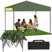 UISEBRT Grün 3x3 m Pop-Up Pavillon, Faltpavillon Ein-Knopf Schnellaufbau, wasserdicht & UV-Schutz, ohne Seitenteile, inkl. Tasche & Erddübel