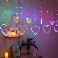 Rosikey Lichtervorhänge Herz Lichterketten Wasserdicht 8 Modi Weihnachten LED Lichterkette Vorhang Hochzeit Valentinstag Weihnachten Party Deko, Bunt