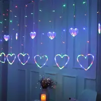 Lapalife LED Herz Lichterkette 3.5M 8 Beleuchtungsmodi Lichtervorhang für Hochzeit Valentinstag Weihnachten Party Deko, Bunt