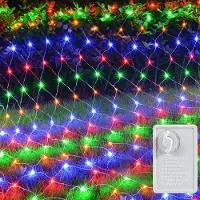 Rosikey Lichternetz 2X2m 144Leds Bunt LED Lichterkette Netz Lichtervorhang Strom 8 Lichtmodi Speicherfunktion Weihnachten Party Garten Zimmer Balkon Deko