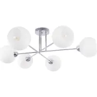 Light11 HOME Deckenlampe Asturia Chrom 6-flammig – Moderne Deckenleuchte mit weißen Glasschirmen E27 für Wohnzimmer