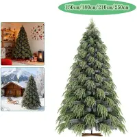 UISEBRT 5 in 1 Weihnachtsbaum 180 cm Künstlich inkl. Schleifen, Kristallkette, Handschuhen & Aufbewahrungstasche, Schneeeffekt & Holzständer