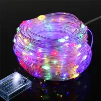 Rosikey 2M Akku Lichterkette Bunt PVC IP65 Wasserdicht LED Lichterketten Innen Garten Party Weihnachten Beleuchtung Deko, Dauerlichtmodus