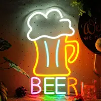 Lapamax BEER Neon Licht USB Dimmbar Neon Schild, Nachtlicht Neonlicht für Bier Bar Verein, 35x20cm