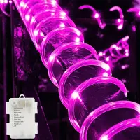 Rosikey 5M 50 LED Lichterschlauch Batterie Schlauch Lichterkette Rosa Party Hochzeit Garten Weihnachten Deko Dekolicht mit 8 Modi
