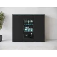 MINIO go for it , Kommode „VEVE“, 120 cm, Vitrine, mit Glasfront, Hochglanzfronten, mit LED-Beleuchtung, Schwarze Farbe