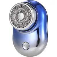 Douself Z-168 tragbarer Mini-Rasierer für Herren, Aufladen über USB-Anschluss, rotierender Einzelklingenkopf, wasserdicht nach IPX5, Farbverlauf blau