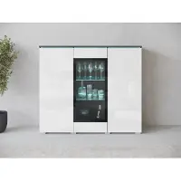 MINIO go for it , Kommode „VEVE“, 120 cm, Vitrine, mit Glasfront, Hochglanzfronten, Graphit/Weiß Farbe
