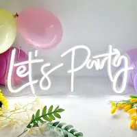 Rosikey Let's Party Neonlicht Dekoleuchten Leuchtschild Neon Schild Neon Sign, LED Leuchtreklame Wanddekoration für Gaming Zimmer Schlafzimmer Wand Bar Hochzeit Party Geschenke Deko