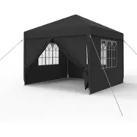 UISEBRT 3x3m Partyzelt Pavillon Wasserdicht Stabil Gartenpavillon Anti-UV mit Seitenteilen und großen Fenstern Gartenzelt Festzelt für Garten Party Anthrazit