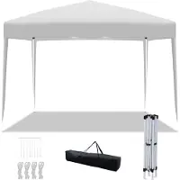 Fiqops Faziango Faltpavillon 3x3 m wasserdicht, Pavillon faltbar mit Tasche, stabiles Gartenzelt & Partyzelt für Garten, Camping, Strand & Outdoor, Weiß