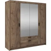 AX Living Kleiderschrank mit Spiegel Storicos Eiche Lefkas 4T 176,3cm