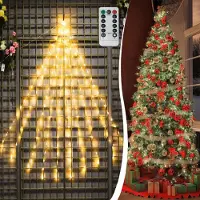 Lapamax 1M 100LEDs Weihnachtsbaum Lichterkette mit 10 Strängen Warmweiß 8 Lichtmodi LED Lichterketten Weihnachtsbeleuchtung Christbaumbeleuchtung