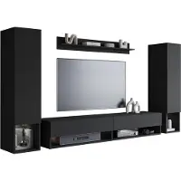 MINIO go for it , Wohnwand "AMY II", hängend, 4-Teilig, mit LED-Beleuchtung, Black Graphite Matt Farbe