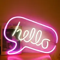 Rosikey LED Neonlicht Zeichen Hello Nachtlicht USB mit Acryl Zurück Panel Home Party Hochzeit Bar Deko Lampe