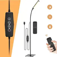 Rosikey 1.4M Stehlampe Schwarz LED Stehlampe Wohnzimmer Schlafzimmer Büro Dimmbar Stehleuchte Metall Standing Lamp mit flexiblem Schwanenhals Höhenverstellbar